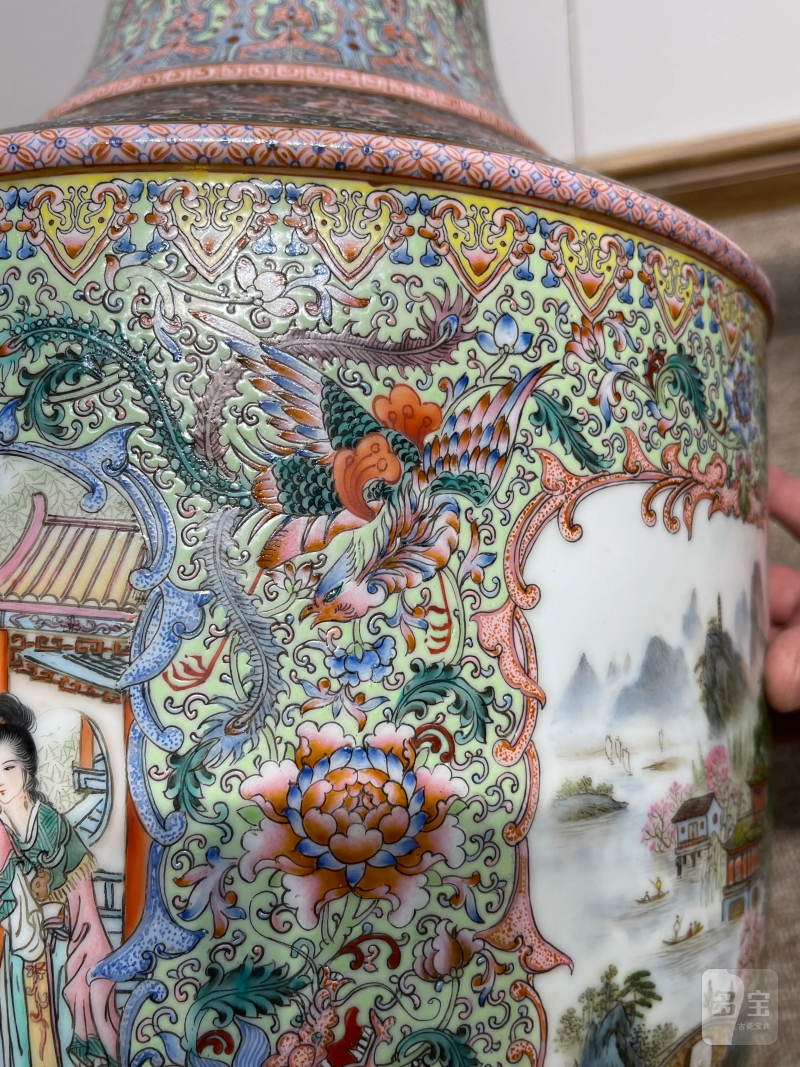 解放初 重工粉彩人物故事纹大瓶 - 图8